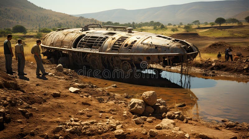 Encounter in the third phase with a UFO. royalty free illustration