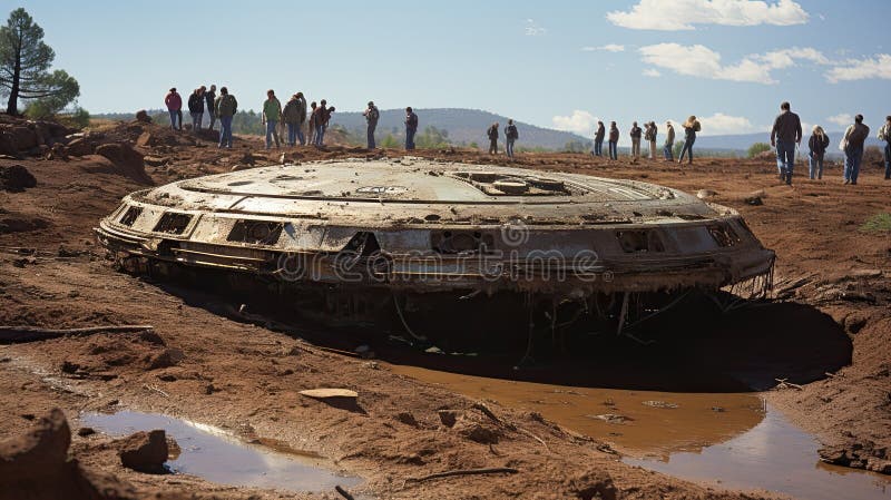 Encounter in the third phase with a UFO. royalty free illustration