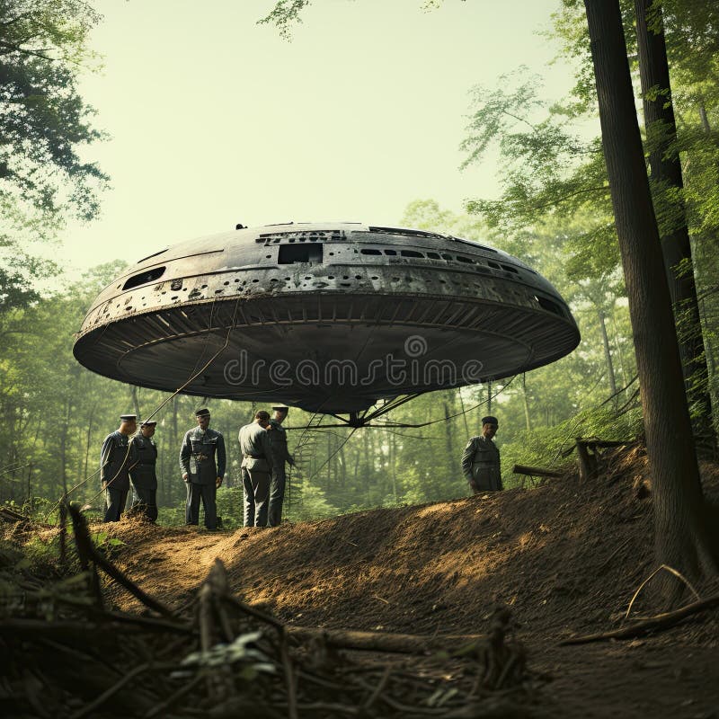 Encounter in the third phase with a UFO. royalty free illustration