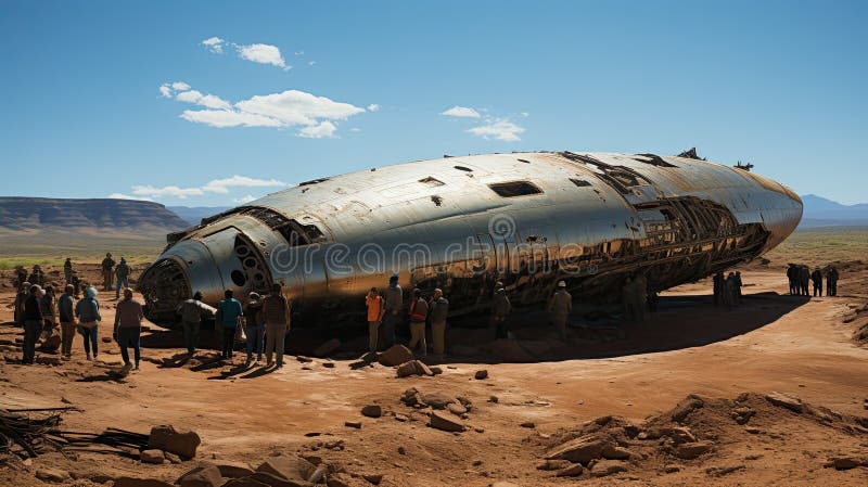 Encounter in the third phase with a UFO. royalty free illustration