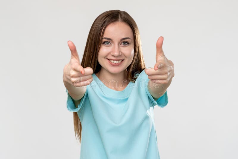Encouraging Gesture Perfect Choice Woman Pointing Stock Image - Image ...