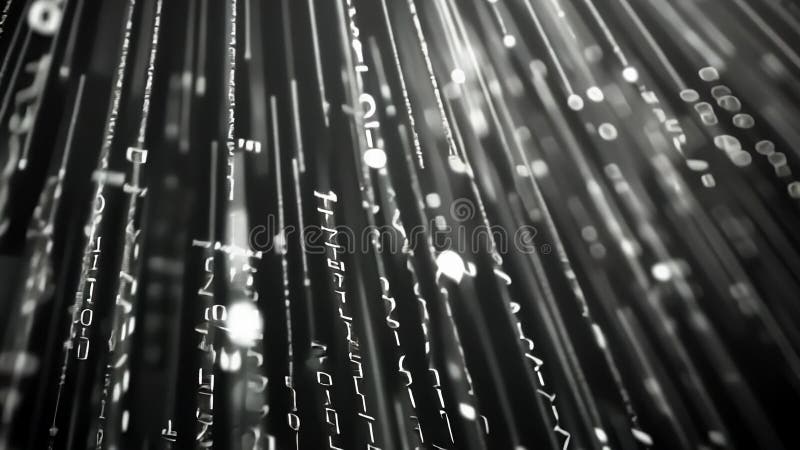 Encrypted data flowing down representing internet security vector illustration