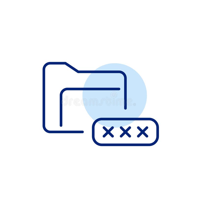 Encrypted folder access. Secure file directory protected by password. Pixel perfect, editable stroke icon vector illustration