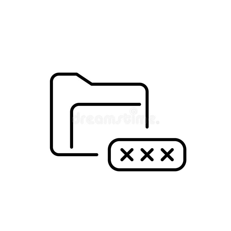 Encrypted folder access. Secure file directory protected by password. Pixel perfect vector icon stock illustration