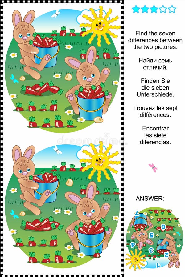 Encuentre las diferencias - los conejitos y las zanahorias libre illustration Encuentre las diferencias - los conejitos y las zanahorias libre illustration