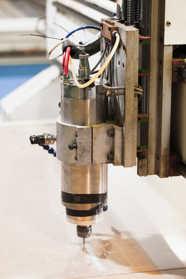 End Mill Processes Plastic on CNC Milling Machine Stock Photo Image