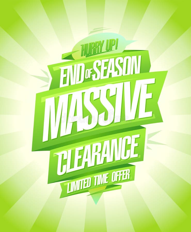 End of Season Massive Clearance Sale Poster Design Stock Vector