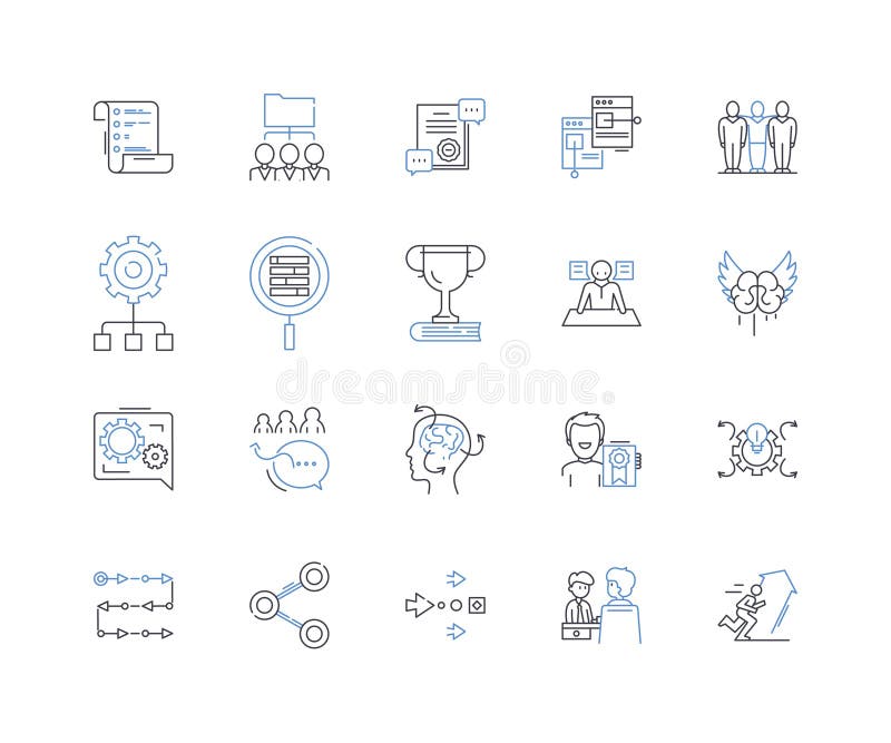 Endeavor line icons collection. Ambition, Aspiration, Perseverance, Strive, Pursuit, Tenacity, Resilience vector and