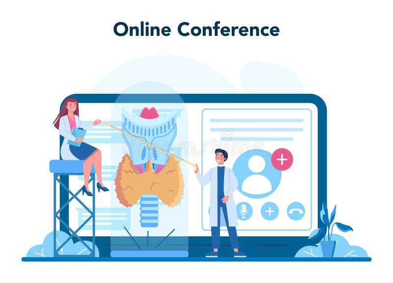 Endocrinologist Online Service or Platform. Thyroid Examination Stock