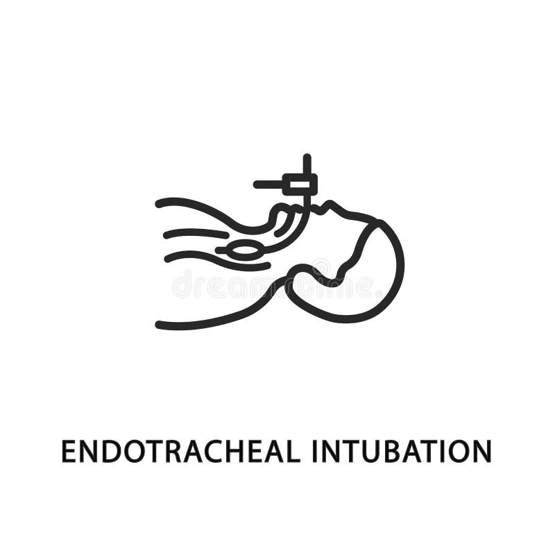 Endotracheal Intubation Flat Line Icon. Artificial Lung Ventilation
