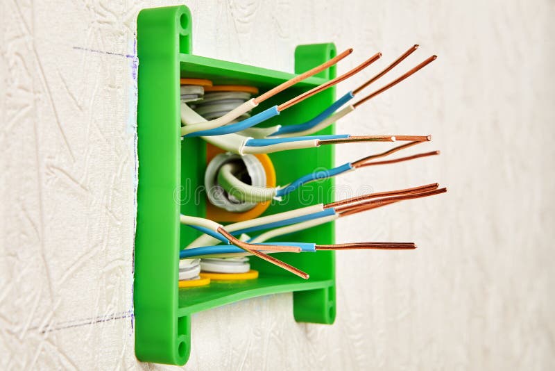 At the Ends of Copper Bare Wires Stock Photo Image of green