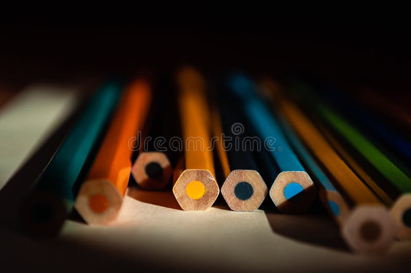 Colored Pencils With Eraser On Wooden Background Stock Photo, Picture and  Royalty Free Image. Image 185010963.