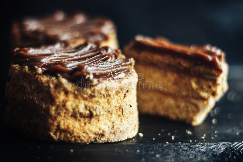 Shortcrust pastry cake covered with fudge caramel cream. Shortcrust pastry cake covered with fudge caramel cream.