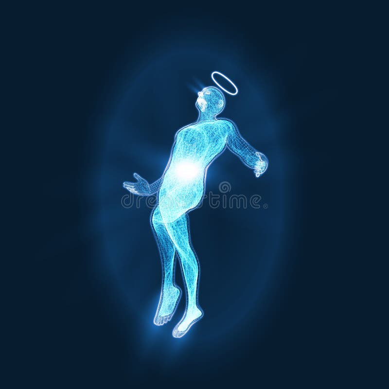 El ángel De La Inteligencia Artificial Que Mantiene El Futuro De Las Manos  De La Humanidad Ilustración del Vector - Ilustración de figura, alma:  121212066