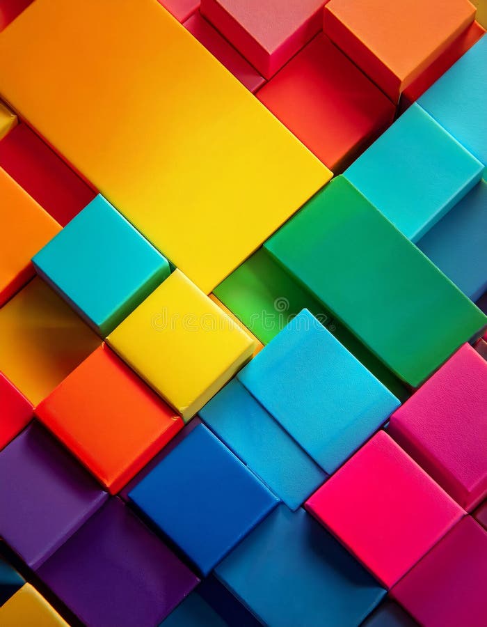 Energetic 3d depiction of vibrant cubes forming a lively and engaging arrangement stock illustration