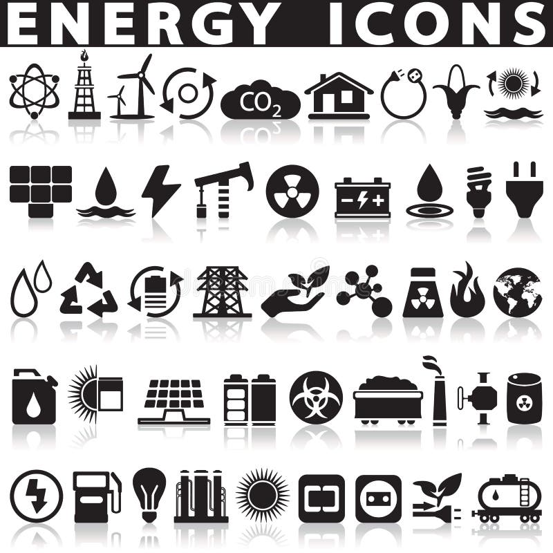 Energetycznych źródeł ikony ustawiać ilustracji Energetycznych źródeł ikony ustawiać ilustracji