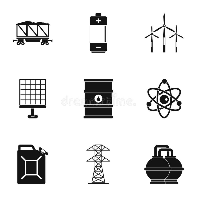 Energetyki ikony set, prosty styl ilustracji Energetyki ikony set, prosty styl ilustracji