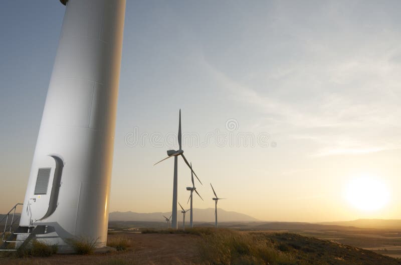 Group of windmills for renewable electric energy production. Group of windmills for renewable electric energy production