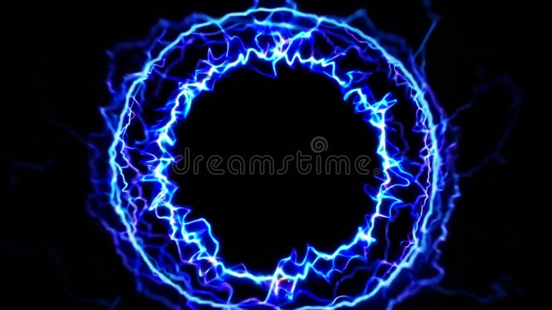Energia plasmei albastre formează un portal circular care se învârte pe un fundal negru creând o copie vizuală dinamică și vibrant vector illustration