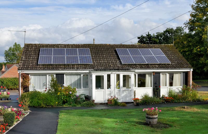 Solar panels installed on domestic roof. Solar panels installed on domestic roof