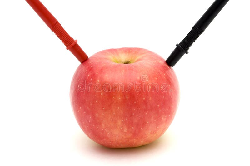 tafereel Spookachtig Vervuild Energie van rode appel stock afbeelding. Image of testen - 11359425