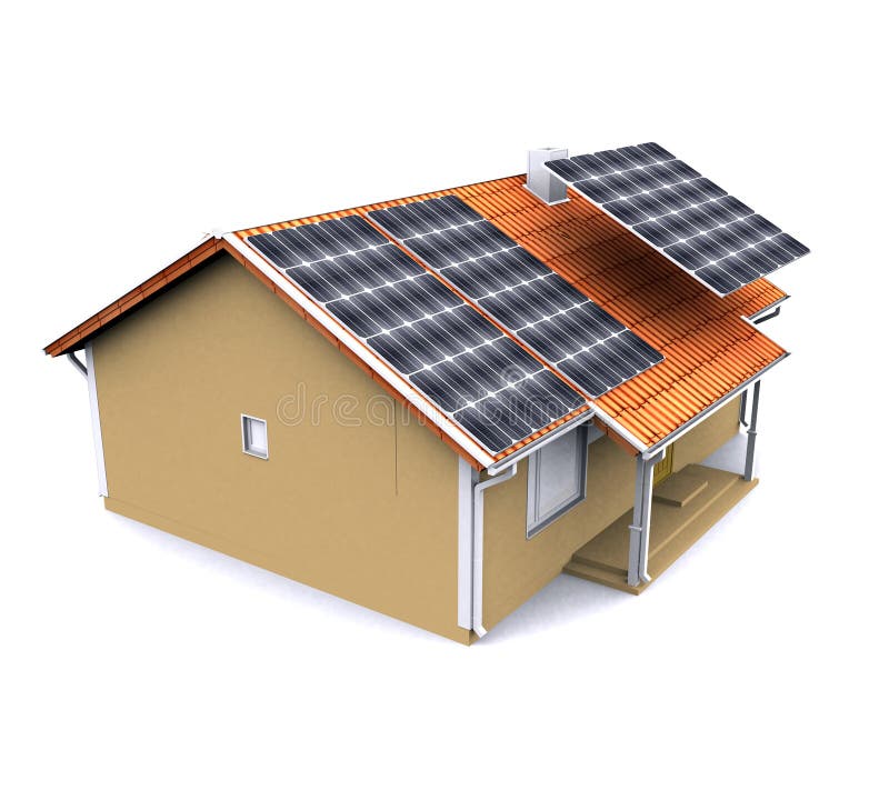 Hus med solenergi för att tjäna pengar royaltyfri illustrationer