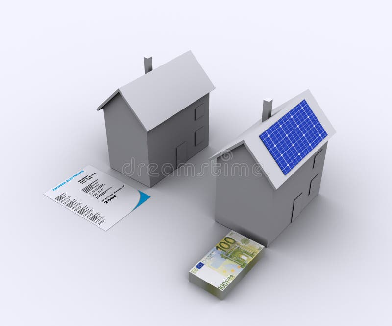 Hus med solenergi för att tjäna pengar vektor illustrationer