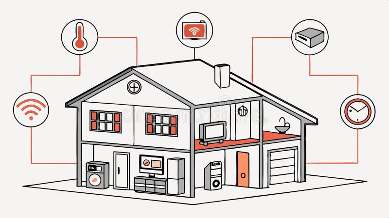 Energisnålhet för smarta energiövervakare och miljöteknik. Generativ AI för vektordesign stock illustrationer