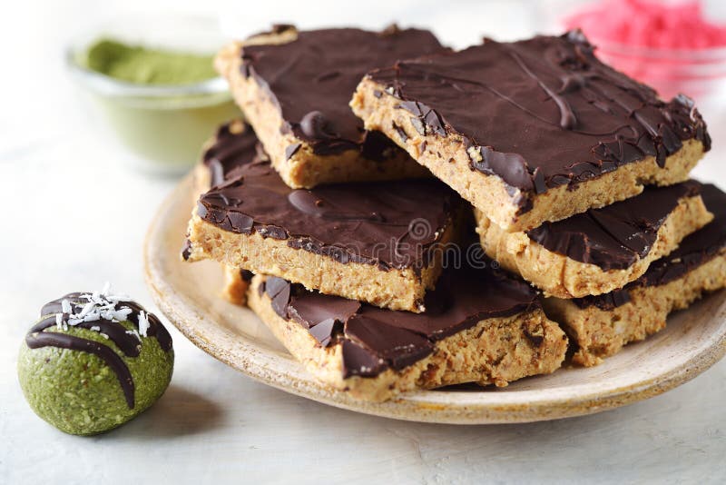 Energy Bars with Peanut Butter and Chocolate Stock Image Image of