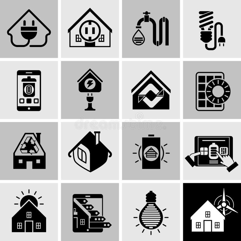 Energy Efficiency Icons Black