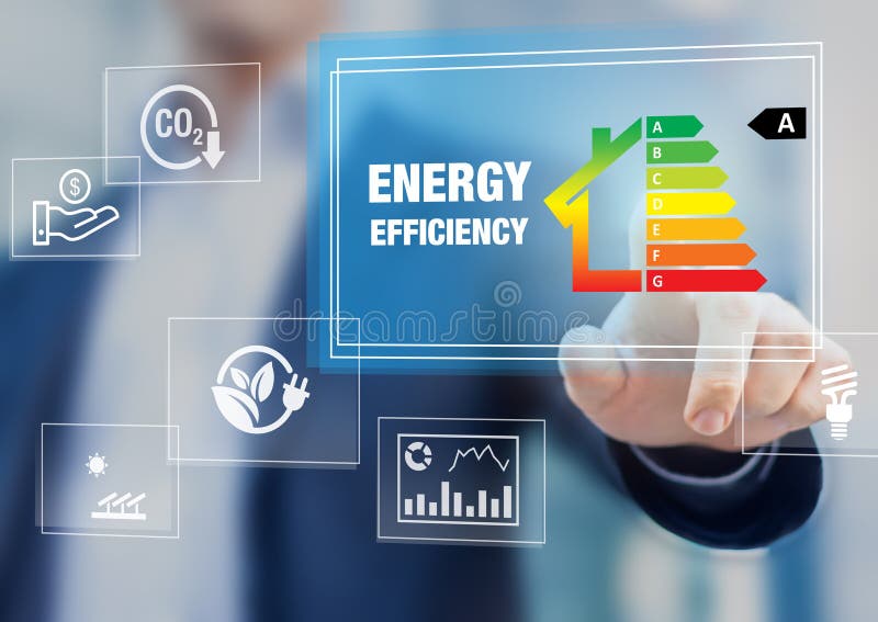 Energy efficiency rating and eco home renovation insulation performance, low consumption ecological house, sustainable development