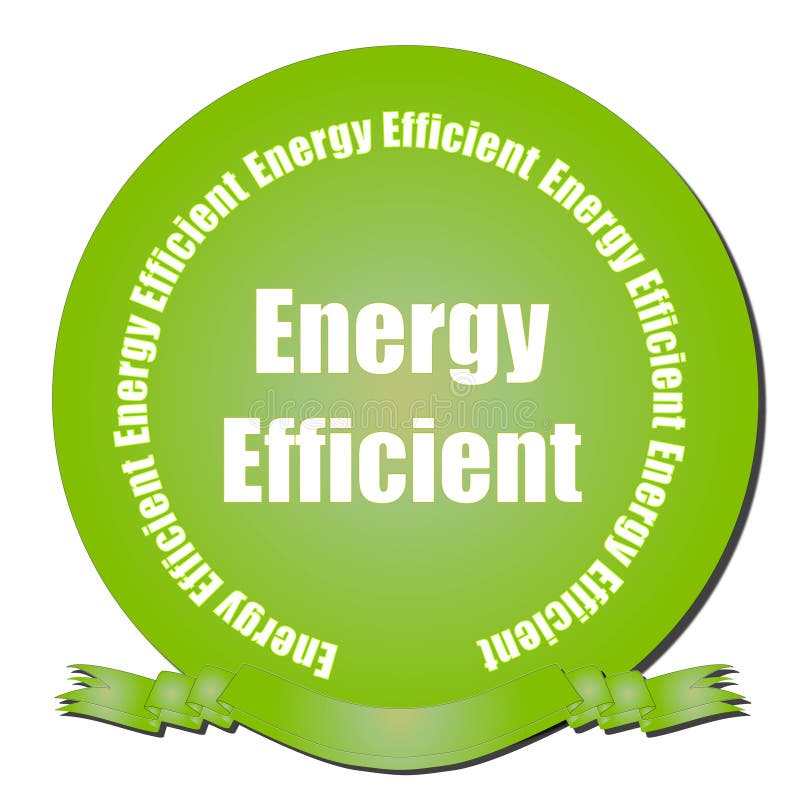 Zelený gradient těsnění s Energeticky Účinné text a pásky.
