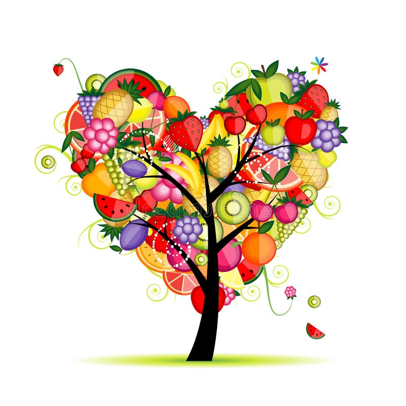 Energy fruit tree heart shape for your design