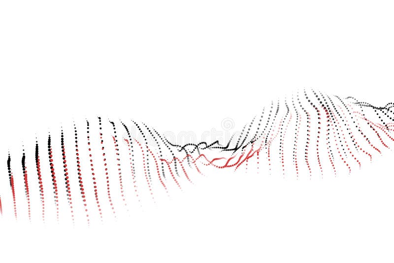 Energy futuristic black and red particle 3D rendering cyber wireframe network on white background vector illustration