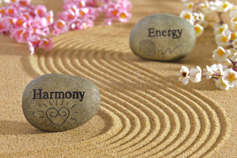 Energy and harmony. Zen garden with stones of harmony and energy royalty free stock photos