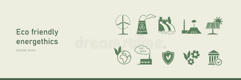 Sustainable and renewable energy icons. infographic of wind, solar sun, hydroelectric water, nuclear, geothermal power vector illustration
