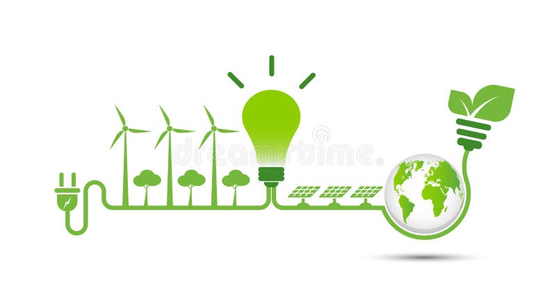 Energy ideas save the world concept Power plug green ecology Isolate On White Background,Vector Illustration
