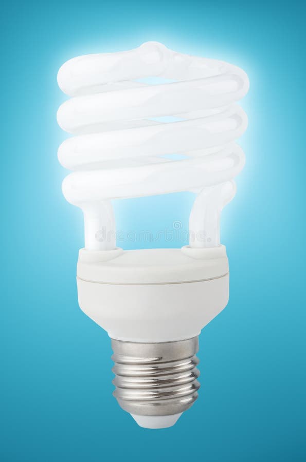 Energy Saving Fluorescent Light Bulb on White Stock Image Image of