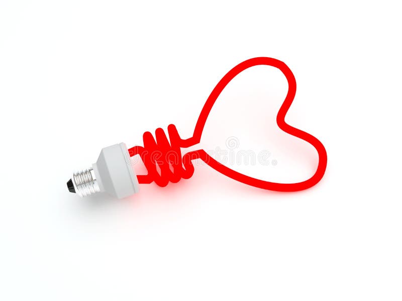 Energy saving lamp in the shape of the heart