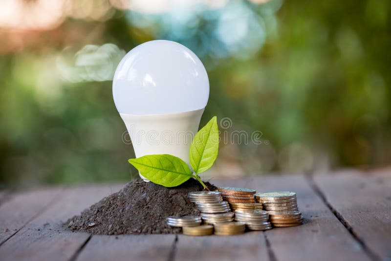 Energy Saving LED BULB ECO with the Environment Stock Image Image of