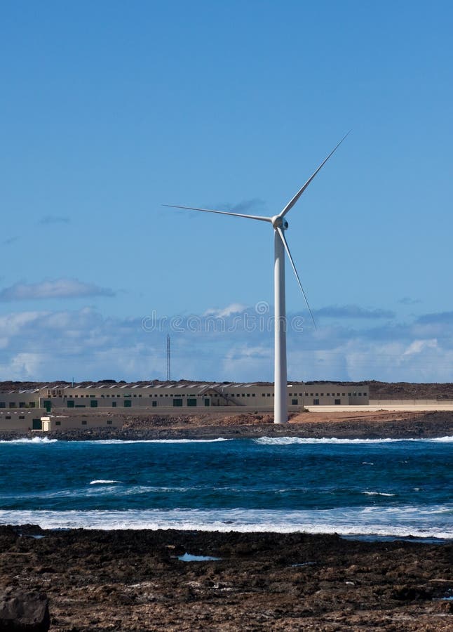 Energy and sea view,a windmill at sea