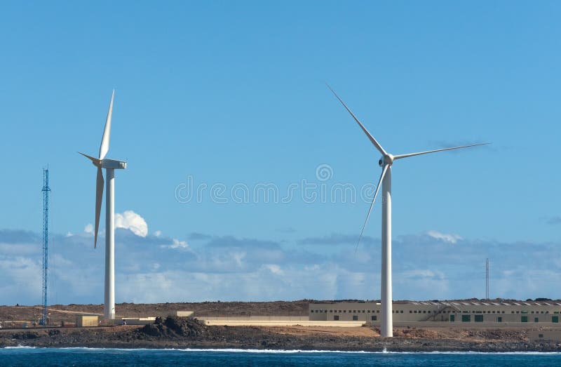 Energy and sea view,a windmill at sea