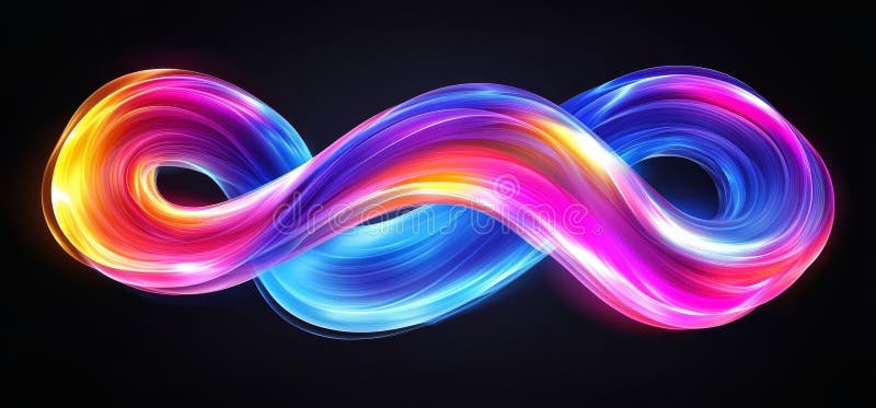 Energy streak effect with neon light orb glow. Abstract magic spiral or shine swirl vortex. 3-D flash twist flow design stock photography