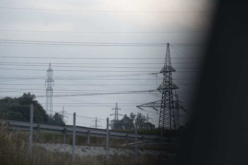 Energy Supply with a 380 Kv Power Line Stock Photo Image of high