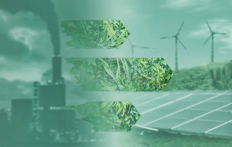 Energy Transition from Fossil Fuel To Green Energy Stock Illustration