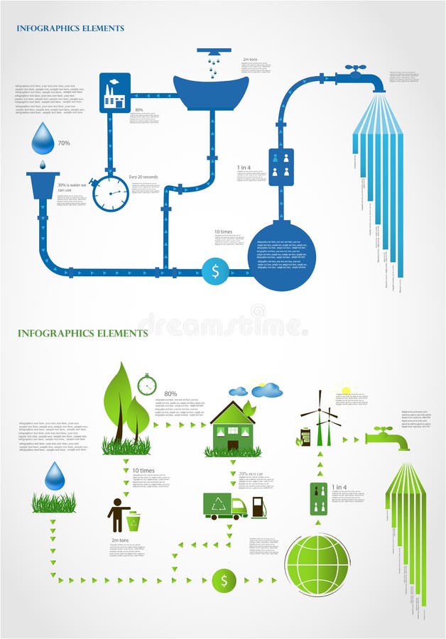 Energía verde, colección de los gráficos de la información de la ecología stock de ilustración Energía verde, colección de los gráficos de la información de la ecología stock de ilustración