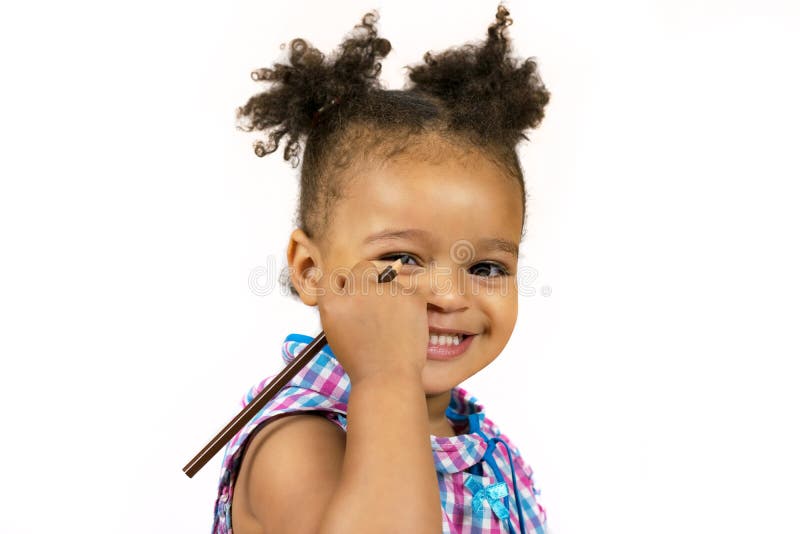 Enfant Africain Adorable Avec Les Cheveux Boucles Image Stock Image Du Main Heureux