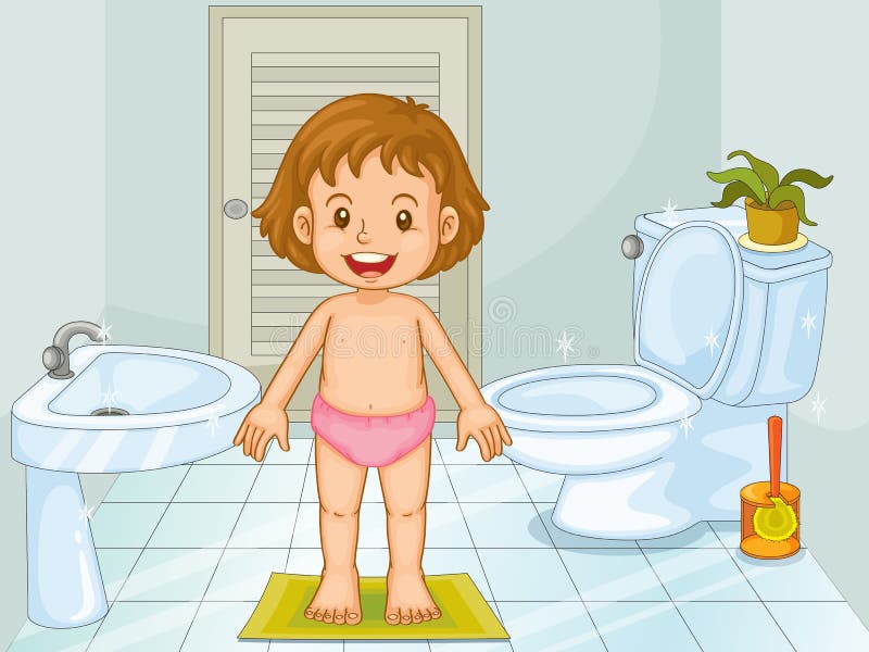 Enfant dans la salle de bains illustration libre de droits Enfant dans la salle de bains illustration libre de droits