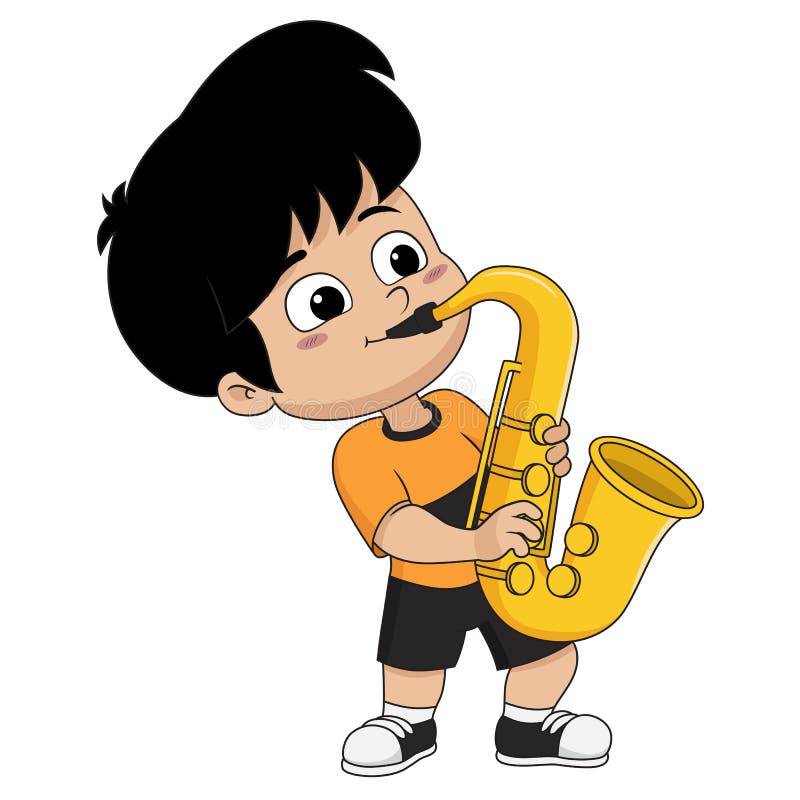 Enfant Jouant Le Saxophone Vecteur Et Illustration Illustration de Vecteur  - Illustration du isolement, rendement: 106183045