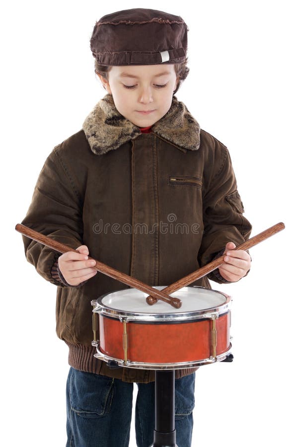 Enfant jouant le tambour photographie stock libre de droits Enfant jouant le tambour photographie stock libre de droits